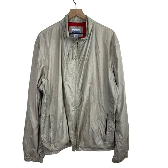 Sperry Men’s XL Tan Lightweight Windbreaker Jacket – Zip-Up, Adjustable Cuffs - Picture 1 of 5